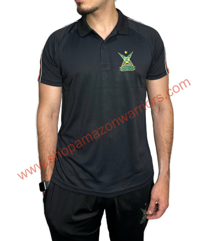 2025 Official Guyana Amazon Warriors Black Polo Shirt